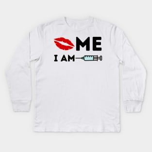 Kiss Me Im Vaccinated Kids Long Sleeve T-Shirt